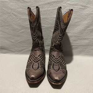 Herencia Women’s Western Inlay Pull on Cowgirl Boots Size 7 snip toe